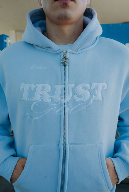 Trust God Zipper - Hellblau